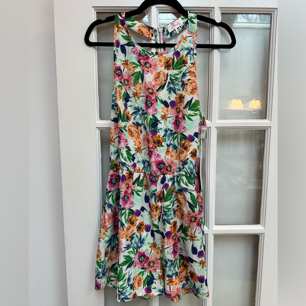 Henry Floral Sleeveless Open Back Chic Romper Women’s Size Large L NWT